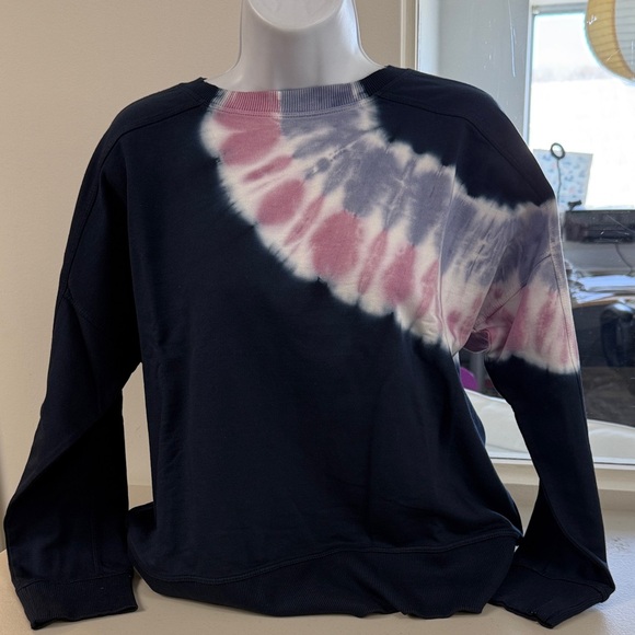 J. Jill Tops - J. Jill Navy Tie-Dye Crewneck Sweatshirt with Pink & Light Blue Yoke